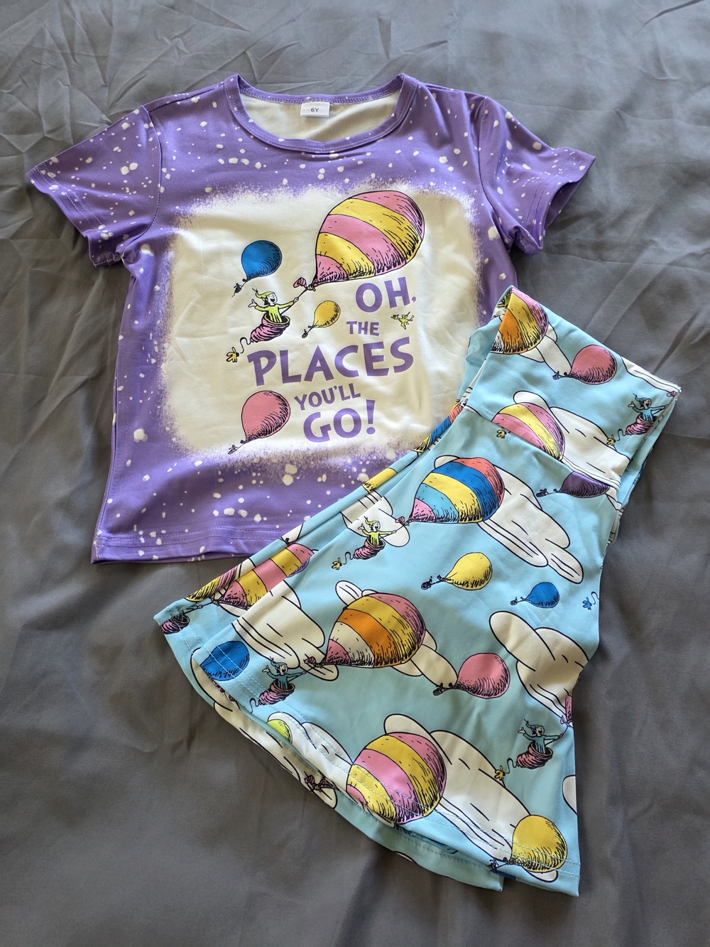 Dr. Seuss Purple & Sky Blue 'Oh, The Places You'll Go!' Girls Outfit
